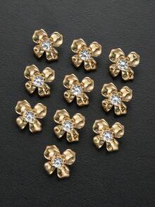10pcs/Pack Flower Rhinestone Studded Personalized Elegant Metal Buttons, Decorative Buttons For Coats, Sweaters, Uniforms, Jackets, Suits, Cuffs, Collars, DIY Bags, Gifts, Gift Boxes, Handicrafts - Multicolor - View 5