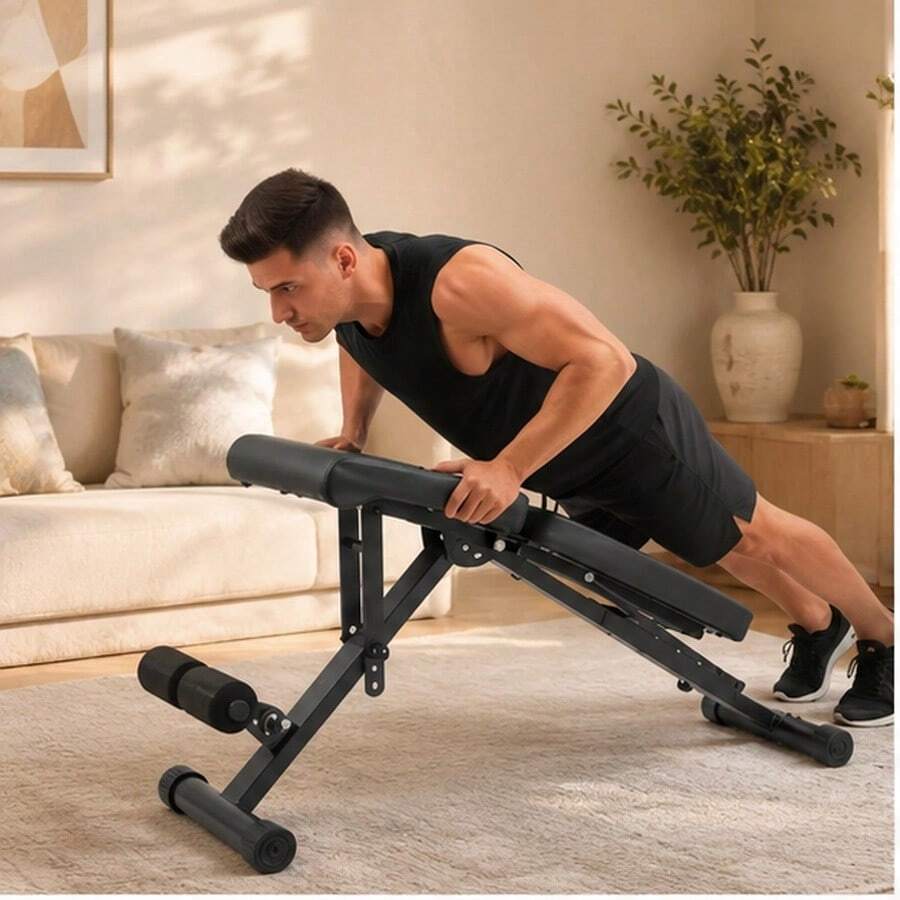 Adjustable Incline Weightlifting Platform – 660 LB Sit-Up Press With Leg Extension, Foldable Strength Training Equipment For Home Fitness Enthusiasts - Black - View 1
