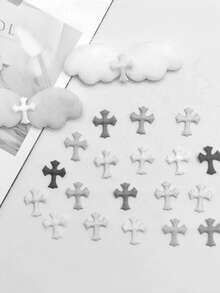10pcs Black And White Cross Patch Stickers - Multicolor - View 4