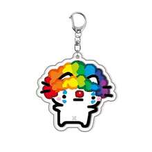 1pc Cute Doodle White Cat Acrylic Keychain, Cartoon Kitten Fruit Pattern Bag Charm, Adorable Backpack Pendant, Collectible Gift - Multicolor - View 3