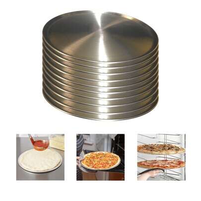 Set de 10 Charolas de Aluminio para Hornear Pizza de 35 cm. Resistentes y Reutilizables.