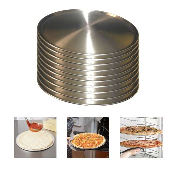 Set de 10 Charolas de Aluminio para Hornear Pizza de 35 cm. Resistentes y Reutilizables.