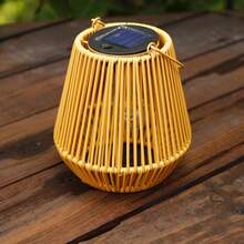 1 buah Lentera Surya Anyaman Rotan dengan Pegangan, Lampu LED Gantung Luar Ruangan Tahan Air, Lampu Suasana Retro Boho untuk Taman, Balkon, Teras, Halaman, Dekorasi Pernikahan - Anyaman bambu vertikal - View 4