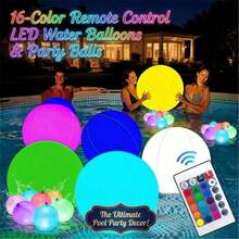 20/40/60CM 16 Color LED Inflatable Beach Ball With Remote Control - Reusable Rubber Pool Glowing Ball, Suitable For Parties, Weddings And Engagement Events, White | Vibrant LED Light Decoration, Night Party Supplies, Decor - Multicolor - View 2