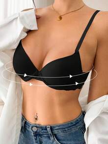 Women's Lace Padded Push Up Bra - Black - View 1