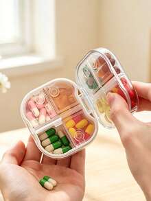 Waterproof Pixel Cat Pattern Pill Box With Independent Sealed Compartments, Moisture-Proof Mini Visible Pill Box, Portable Printed Divided Pill Box, Travel Pill Box, Cute Mini Pill Box, Double-Layer 8-Compartment Capsule Storage Box, Travel Pill Box, Portable Divided Pill Box, Essential Portable Medication Organizer For Travel - Multicolor - View 7