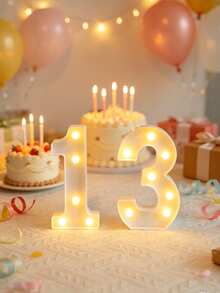 21cm 1st 16th 18th 20th 30th 50th 60th Birthday Party Decor LED Marquee Number Lights, Battery Powered, Anniversary/Wedding/Proposal Decor,Classroom Dorm Decor Illuminated Number Sign,Light Up Numbers Sign For Birthday Party Decor,Christmas Decor - White - View 31