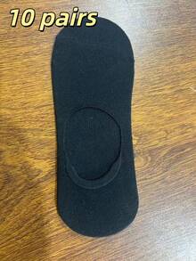 1/5/10/20 Pairs Women's Black & White Low-Cut Socks, Silicone Heel Grip, Breathable Knit Fabric, Ins Style, Japanese White-Collar Style Invisible Socks, Versatile For Spring/Summer, Pair With Leather Shoes, Home, Commute, Date, Party, School, Holiday Gift (No Paper Card) - Multicolor - View 9