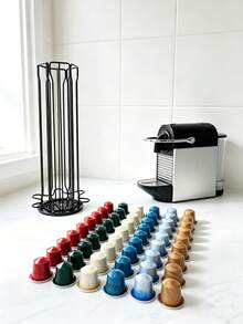 Rotating Coffee Capsule Holder Tower,  60pcs/40pcs Capacity Vertical Black Iron Coffee Capsule Holder, Countertop Pod Storage Rack, Space Saving Coffee Organizer For Kitchen Coffee Bar, Kitchen Countertop Coffee Accessories - View 3