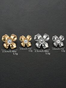 10pcs/Pack Flower Rhinestone Studded Personalized Elegant Metal Buttons, Decorative Buttons For Coats, Sweaters, Uniforms, Jackets, Suits, Cuffs, Collars, DIY Bags, Gifts, Gift Boxes, Handicrafts - Multicolor - View 3