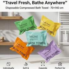 Portable Candy-Shaped Compressed Disposable Bath Towel, 140*70cm. Extra-Large Size Disposable Compressed Bath Towel. Convenient For Travel, Individually Packaged, And Very Practical. Ideal For Hotels, Guesthouses, And Bathrooms. - Multicolor - View 3
