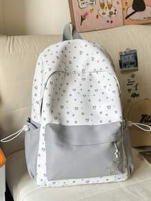 Women's Striped Print Backpack, Student School Bag, Waterproof Casual Backpack, Multi-Pocket Design, Suitable For School And Weekend Travel - Multicolor - View 16