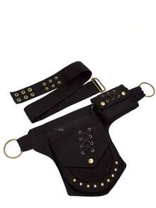 Y2K American Retro Punk Hot Girl Style Motorcycle Waist Bag New Design Niche Personalized Waist Belt Layering Accessory - Black - View 4