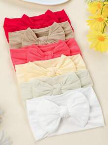 6pcs Soft Comfortable Nylon Bow Baby Headbands, Macaron Color Series Children's Headbands, Suitable For Daily Wear - Multicolor - View 12