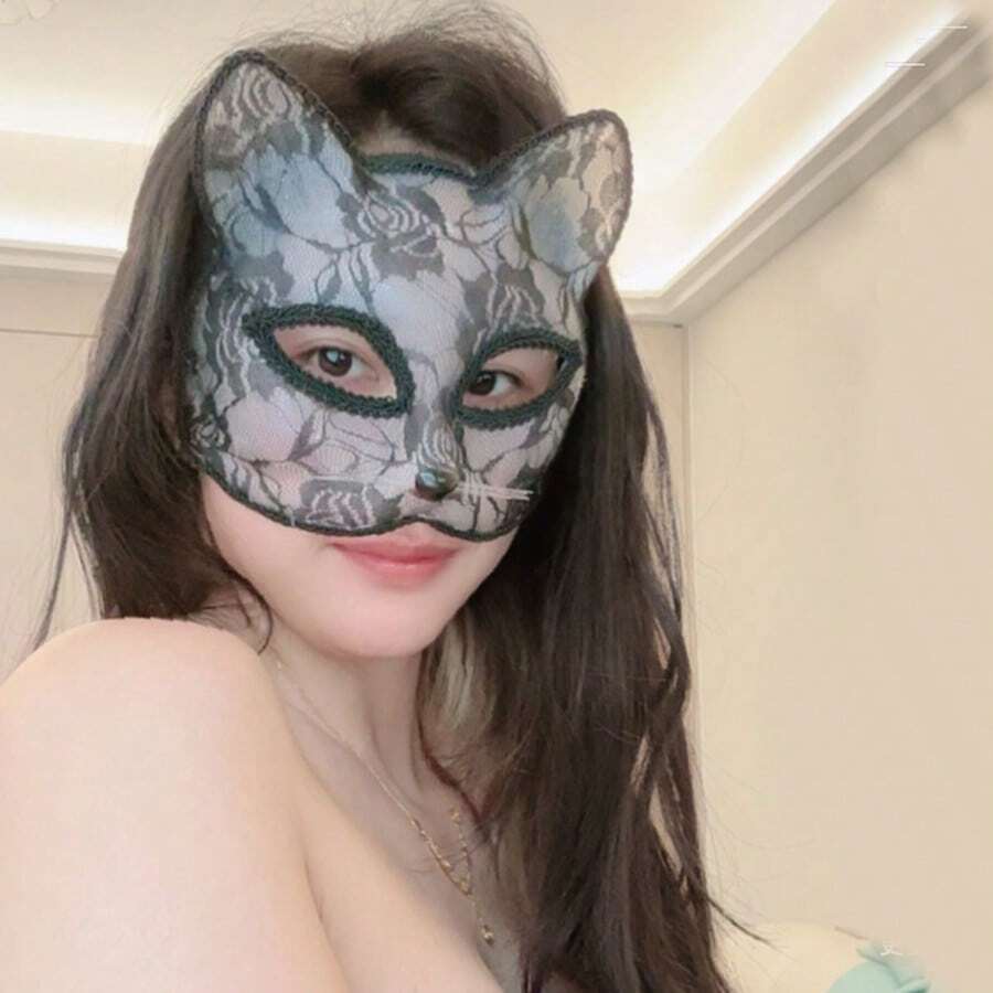 狐狸面具萬聖節 Cosplay 貓臉蕾絲神秘貓眼半臉面具 性感拍照道具 - 拍照道具 - 查看 1