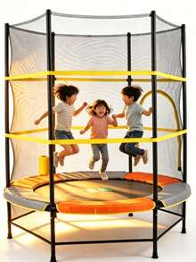 JUFIT Hexagonal Mini Fitness Trampoline Rebounder With Safety Enclosure Net And Adjustable Handlebar For Indoor Workout - Orange - View 2