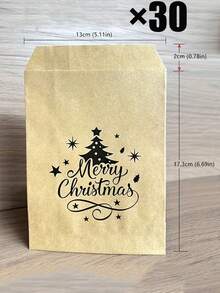 100/50/30/1pc Christmas Kraft Paper Gift Bags, Holiday Tree Pattern, Suitable For Christmas Gift Wrapping, Christmas Gifts And Christmas Storage, Perfect Christmas Packaging Supplies - One Size Fits All - View 11