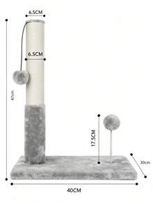 Wear-Resistant Sisal Scratching Post For Cat Nail Grinding, Paired With Two Plush Cat Teaser Balls. Stable And Anti-Slip, This All-In-One Multi-Functional Toy Meets All Your Cat's Play Needs. - Random Color - View 8