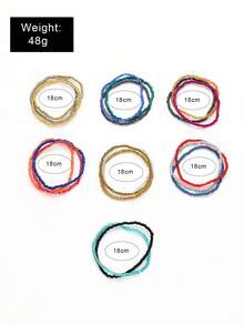 20PCS INS Stackable Colorful Glass Bead Elastic Bracelets, Bohemian Style Handmade Beaded Versatile Bracelets For Women (Random Color) - Multicolor - View 5
