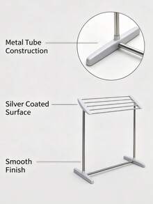 Single-Tier Towel Rack, Freestanding Towel Rack, 62x36x70cm, Rust-Proof Iron Bathroom Towel Holder With Wide Anti-Slip Base, Multi-Bar Standing Towel Drying Rack, Space-Saving Storage And Drying Unit For Shower Rooms And Balconies. - Silver - View 6