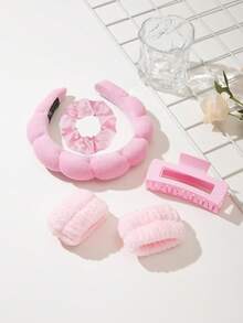 1-Piece Solid Color Shower Headband And Wristband Set (Available In 3 Styles / 5 Styles / 1 Style), Ideal For School Essentials, Home Christmas Decorations, Party Decor, Christmas And Halloween - Multiple Styles - View 1
