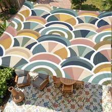 1 pieza Vela de sombra con patrón de ondas Morandi, tela de protección solar UV de gran tamaño para exteriores, toldo moderno impreso para decoración de jardín, patio y patio trasero, incluye cuerda de fijación - Multicolor - Ver 7