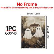 1/6pcs Vintage Ghost Halloween Gallery Wall Decor Set, Whimsical Autumn Halloween Decorations, Kids Room Wall Art Prints, Home Wall Decor Art - Multicolor - View 28
