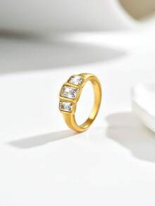 1pc Niche Premium Versatile Square Long Rhinestone Ring, Heart-Shaped Mother Of Pearl Ring, Marquise Zirconia Ring, Thin Pave Ring And More Styles Adjustable Index Finger Ring, Commute Date Elegant Layering Accessory, Exquisite Jewelry Gift For Best Friend And Girlfriend - Yellow Gold - View 27