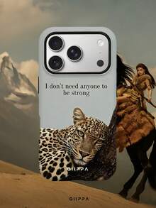GIIPPA 1pc Grey Background With Leopard And English Slogan Design, Phone 17 Pro Max Phone Case, Compatible With Phone 16 Pro Max, 15 Pro Max, 14 Pro Max, Korean Style High-End Fashion Fun Phone Case, Compatible With 11/12/13/14/15/16 Pro Max Plus, Elegant Design Suitable For Men And Women, Perfect Gift For Girlfriend On Christmas, Valentine's Day, Easter, Wedding Season And Birthday! - Grey - View 7
