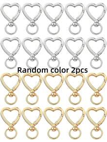 10/30/60/100pcs Heart-Shaped Keychain Swivel Hook, Cute Zinc Alloy Spring Clip Key Ring, Handbag Clip, Suitable For DIY Crafts - Color Mixing - View 13