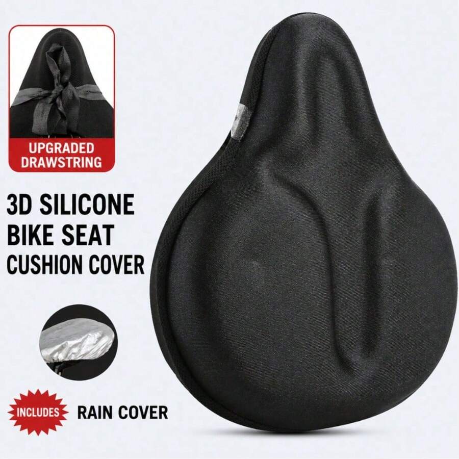 Thickened Silicone Bicycle Seat Cover, 3D Breathable Shock-Absorbing, Extra Wide Comfortable, Non-Slip Cycling Seat Cushion - Multicolor - View 1