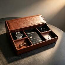 KYPHIREL BISON DENIM Watch Box, 6-Slot Watch Travel Case - Artificial PU Leather Men's Watch Storage Box And Jewelry Organizer, Secure Travel Case, Brown, Size 27.5*23*5.5cm - Multicolor - View 8