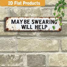 1pc 2D Flat, Humorous Vintage Metal Sign - "Maybe Cursing Will Help" | Rustic Wall Decor, Suitable For Home, Porch, Bedroom | Perfect Gift Choice (Random Style) - A - View 5