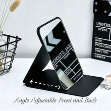 Foldable Makeup Mirror, Portable Standing Mirror For Female Students, Home Desktop Vanity Mirror, Classroom Dormitory Portable Mirror, High-Definition Imaging, Foldable Storage Space-Saving, Compact And Lightweight, Dorm Bedside Desk, Travel Portable, High-Definition Durable, Multi-Angle Adjustable, Simple And Practical, Gift For Best Friend And Classmate, Dormitory Essential, Home Essential - Black - View 3