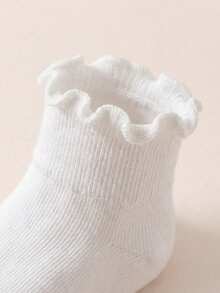 5 Pairs Infant Toddler Solid White Spring Summer All Season Lace Trim Pastoral Style Cute Ruffled Short Socks Soft Comfortable - Multicolor - View 3
