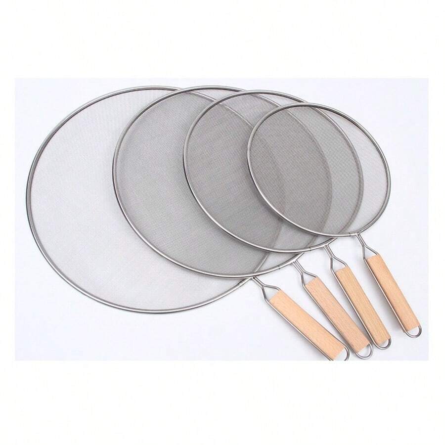 1pc Stainless Steel Anti-Splatter Oil Screen, Mesh Oil Splatter Guard For Frying Pan, Kitchen Cooking Utensil - Silver - View 1