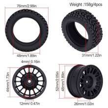 4 llantas de coche RC Rally de 12 mm, llantas de cubeta hexagonal no pegadas previamente para piezas de actualización de automóviles de 1/16 1/14 1/12 1/10 escala Off Road Buggy On-Road Touring Car - Blanco - Ver 3
