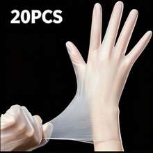 Disposable Vinyl Gloves 4/20/50/100pcs, Transparent Latex-Free Powder-Free, Waterproof Oil-Resistant Soft Gloves, Suitable For Food Preparation, Dishwashing, Kitchen Cleaning, Beauty Salon Hair Dyeing, Pet Bathing, Daily Home Use, No Packaging Box - Semi-transparent White - View 13
