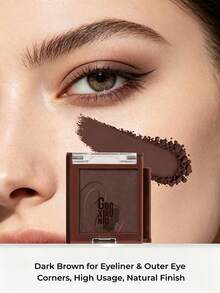 GUOXIAONIU Deep Brown Solid Color Eyeshadow, Multi-Functional Matte Powder, Waterproof And Sweat-Resistant, Long-Lasting And Non-Fading, High Pigmentation, Suitable For Beginners - #Dark Brown - View 2