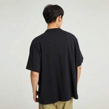 Nike Club Men's Casual Comfortable Versatile Solid Color Brand Logo Polo Collar Short Sleeve T-Shirt - Black - View 3