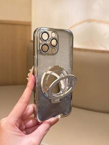 Luxus elektroplattierter Glitzer-Spiegel-Ständer Handyhülle, kompatibel mit iPhone 17 Pro Max, 17 Pro, 17, 16 Pro Max, 16 Pro, 16, 16, 15 Pro Max, 15 Pro Max, 15 Pro, 15 Pro Max, 14 Pro, 13 Pro Max, 12 Pro Max, 11, modische Kamera-Schutz transparente elektroplattierte Rückseite. Wird mit klappbarem Make-up-Spiegel-Ständer Handyhülle-Set geliefert - Verschiedenfarbig - Übersicht 5