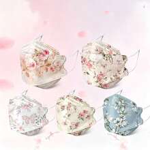 10pcs Women's Elegant Floral Style Face Masks, Breathable Decorative Face Masks, Comfortable Non-Ear-Straining For Daily Wear - Multicolor - View 2
