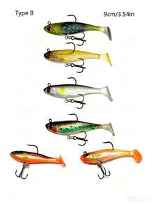 GOTURE T-Tail Lead Fish Soft Lure, 6-Color Mixed Design, Built-In Lead Weight + T-Tail High-Frequency Turbulence Design, 3D Realistic Fish Eyes + Tear-Resistant PVC Material, Suitable For Lakes, Rivers And Freshwater Environments, Widely Used For Fishing Trout, Bass - Multicolor - View 9