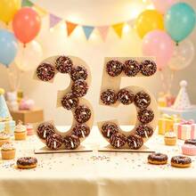 1pc - Wooden Number 0-10 Donut Display Stand, Home Donut Rack, Party Donut Display Stand, Birthday Party Donut Rack, Matching Age Numbers, Baby Shower Decoration, Home Decor, Room Decor, Wooden Food Tray - Digital Donut Board - View 3