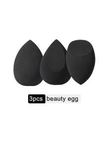 1/3/18/35Pcs Complete Black Makeup Accessory Set,18 Multi-Function Face & Eye Brushes,Eyelash Curler,Brush Cleaner Pad,Round&Triangle Velvet Puffs,Large&Mini Teardrop,Heart Finger Concealer Puffs,Soft Reusable Blending Tools For Daily Facial Makeup - Black - View 14