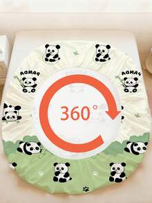 2/3PCS Adorable Cartoon Panda Bedding Set, Green Bamboo & Paw Print Bed Sheet With Pillowcases, Soft Microfiber Fitted Sheet (Twin/Full/Queen/King Size) - Multicolor - View 8