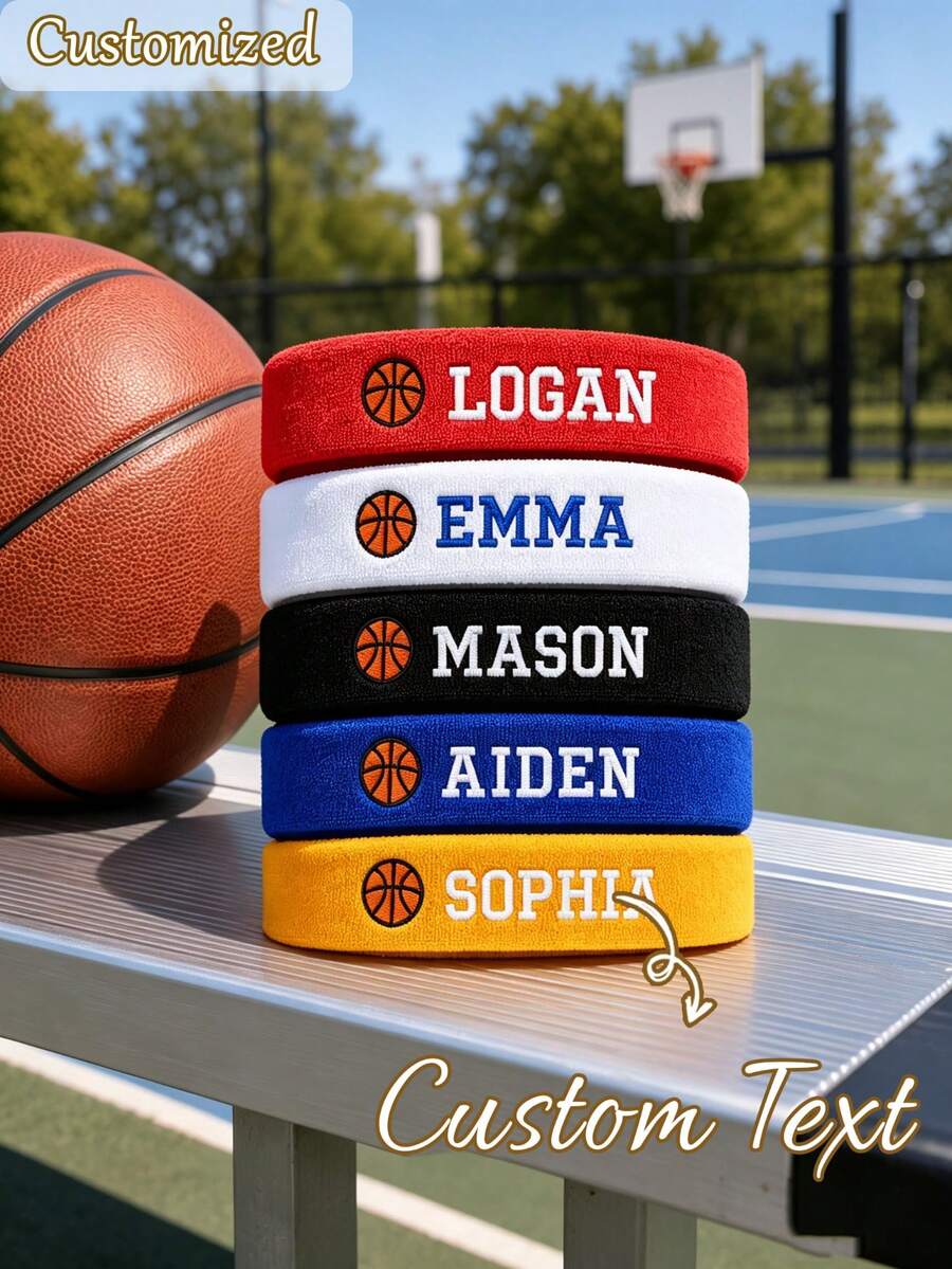 Customizable Sweatband - Personalized Text/Name - Breathable Sports Headband, Suitable For Gym, Running, Tennis And Other Sports