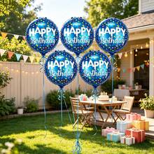 6pcs Blue Confetti Birthday Foil Balloons, Celebration Party Scene Decoration Foil Balloons - Multicolor - View 3