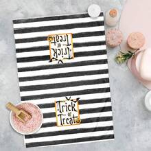 2/4/48pcs Halloween Series Black & White Striped Pattern Printed Kitchen Towels - Super Soft, Highly Absorbent Polyester Dish & Hand Towels, Perfect For Holiday Decor, Kitchen Decor, Party Decor - Multicolor - View 9