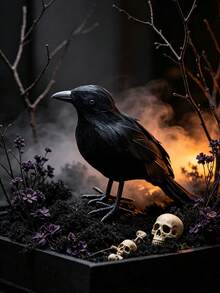 1/3/12pcs Artificial Feather Black Crow Decor, Realistic Simulation Raven Bird Ornament, Halloween Scary Party Prop For Home Garden Scene Decoration - Multiple Colors and Styles - View 3